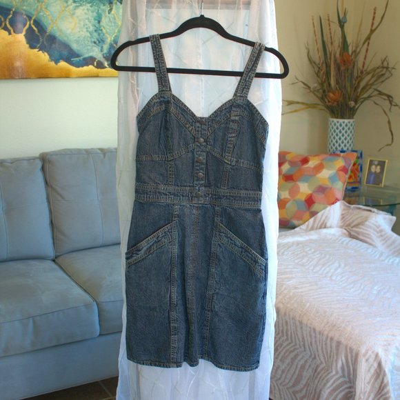 Japna Dresses & Skirts - Stressed Denim Dress With Pockets | Japna Jean Dress